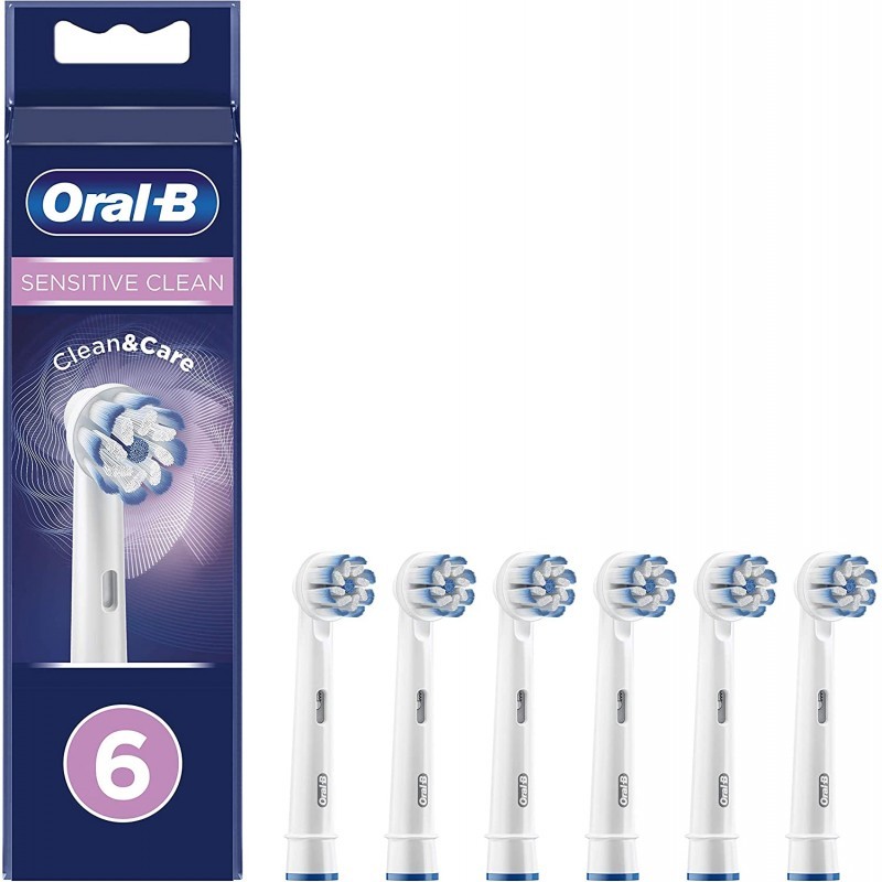 6 Braun OralB Sensitive Clean apvalios keičiamos šepetėlių galvutės