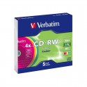 5vnt Verbatim CD - RW diskai - perrašomas kompaktinis diskas kieta dėžute