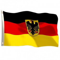 Vokietijos vėliava su ereliu 90x150cm su stiebo mova - Vokiečių futbolo fanų vėliava