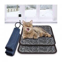 Šildantis elektrinis gyvūnų kilimėlis 45 x 45 cm katėms šunims reaguluojama temperatūra